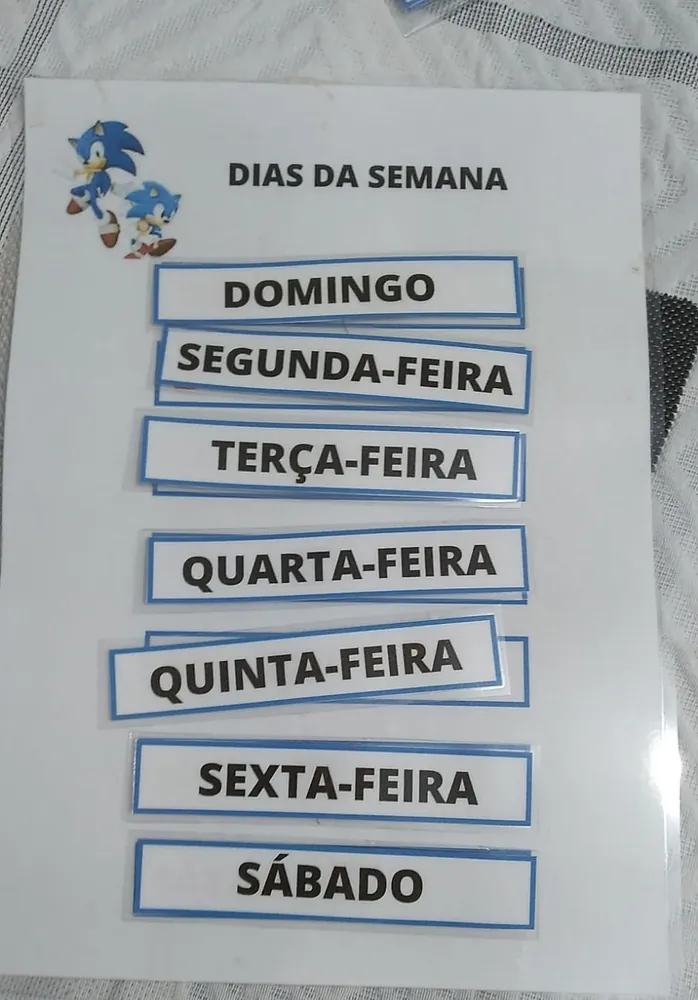 Atividade com os dias da semana